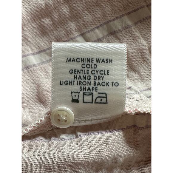 Xirena Top Womens‎ XS Pink Stripe Button Up Sheer Long Sleeves Cotton Oversized - Picture 8 of 8